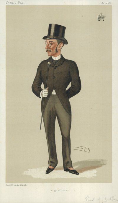 De Graaf van Zetland, een heer, 31 juli 1886, Vanity Fair cartoon door Leslie Matthew Ward