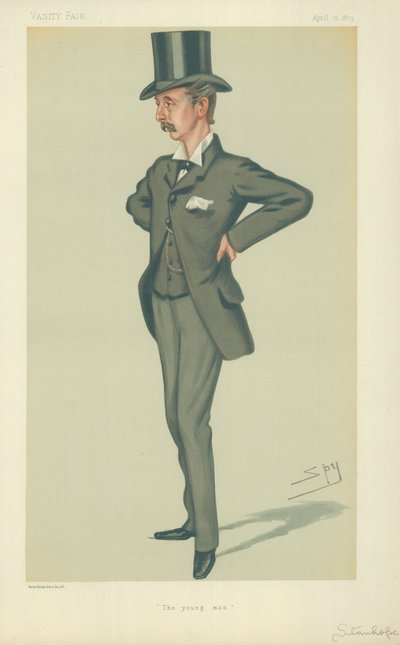 De Eerwaarde Edward Stanhope MP, De jonge man, 12 april 1879, Vanity Fair cartoon door Leslie Matthew Ward
