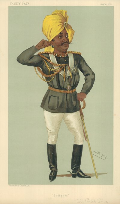 De Maraj Sir Pertab Sing, Jodhpore, 27 augustus 1887, Vanity Fair cartoon door Leslie Matthew Ward