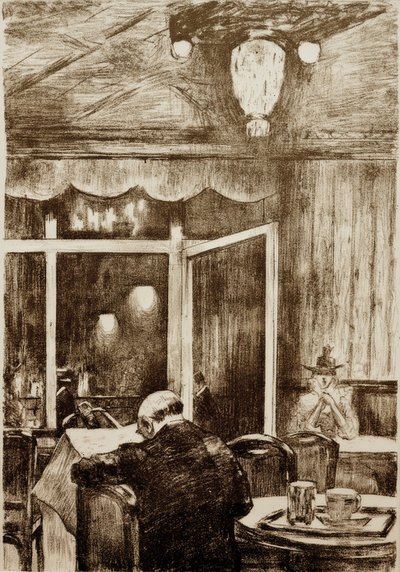 Avond in Café Bauer door Lesser Ury