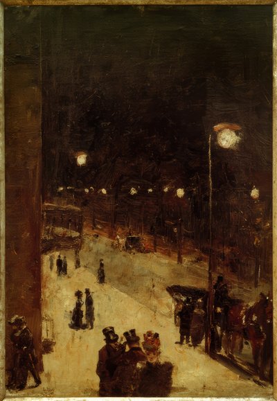 Berlijnse straat bij nacht door Lesser Ury