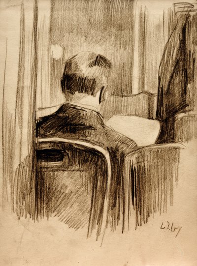 Lezer in het café door Lesser Ury