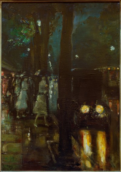 Nachtelijke scène aan de Kurfürstendamm met uitzicht richting... door Lesser Ury