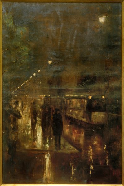 Nachtelijk Berlijn (Nollendorfplatz) door Lesser Ury