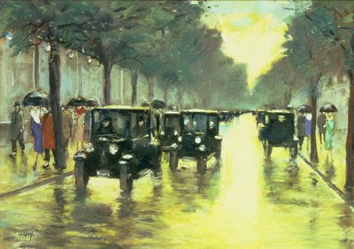 Straatscène door Lesser Ury