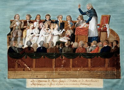 Franse Revolutie: burgers van Parijs die hun sieraden aanbieden aan de Nationale Conventie door Lesueur Brothers
