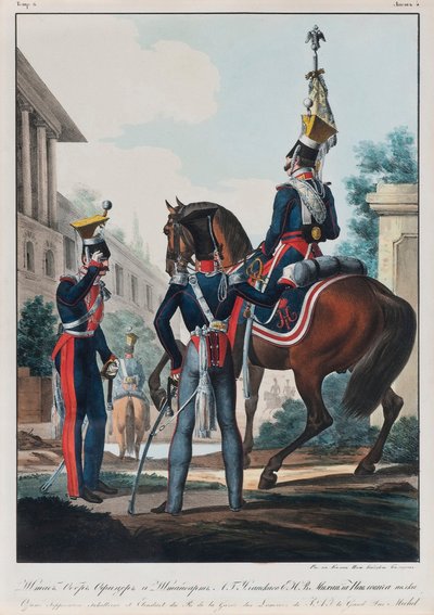 Hoofdstaf Officieren van het Ulanen Regiment Groothertog Michael Pavlovich van Rusland, 1830s door Lev Alexandrovich Belousov
