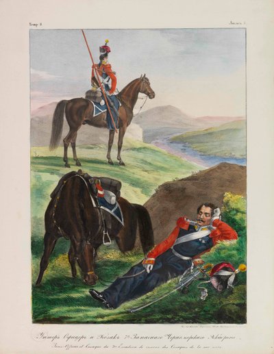 Officier van het Zwarte Zee Kozakkeneskadron Uniformen van het Russische Keizerlijke Leger door Lev Alexandrovich Belousov