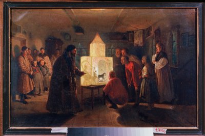 De toverlantaarn in een boerenhuis door Lev Grigoryevich Solovyev