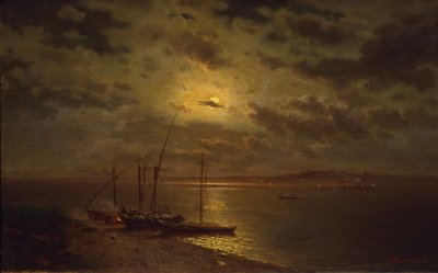 Maanverlichte nacht door Lev Lyvovich Kamenev