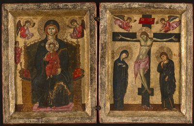 Diptiek met de Maagd en Kind op de troon en de kruisiging, 1275-80 door Levantine School