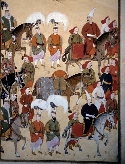 OTTOMAANSE RIJK: "Parade van de Janitsaren (Yeniceri) met het paard van de commandant" door Levni Levni