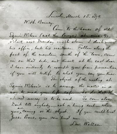 Brief van Lew Wallace aan W. H. Bonney (1860-81) 15 maart 1879 door Lew Wallace