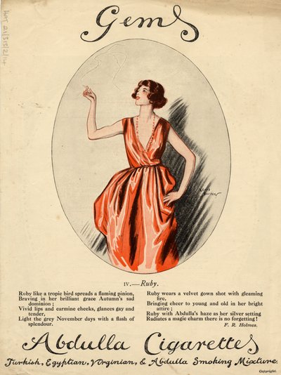 Abdulla sigaretten, 1920s door Lewis Baumer