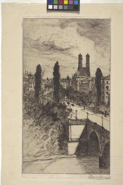 Maximiliamstraat en Frauenkirche, München, Beieren door Lewis Henry Meakin