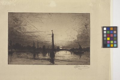 Zonsondergang aan de Rijn bij Keulen door Lewis Henry Meakin