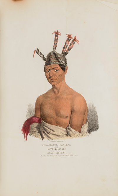 WAA-KAUN-SEE-KAA of de ratelslang; een Winnebago opperhoofd, uit de Aboriginal Portfolio door Lewis, James Otto