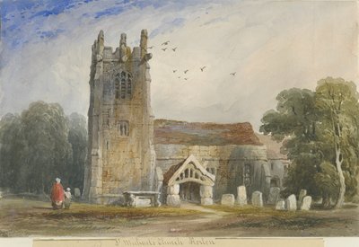 Horton Church: aquarel schilderij, nd [c1840] door Lewis John Wood