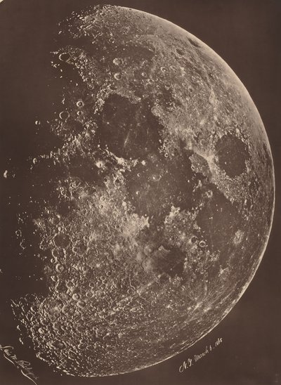 Foto van de maan op haar 1e kwartier,6 maart door Lewis Morris Rutherfurd