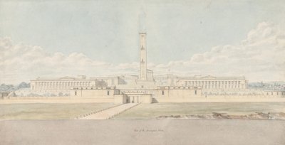 Perspectiefweergave van een fantasierijk Acropolis-complex door Lewis Vulliamy