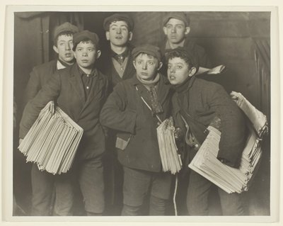 Newboys, Brooklyn Bridge door Lewis Wickes Hine
