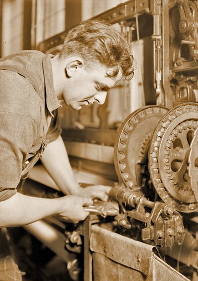 Portret van een krachtcentrale monteur door Lewis Wickes Hine