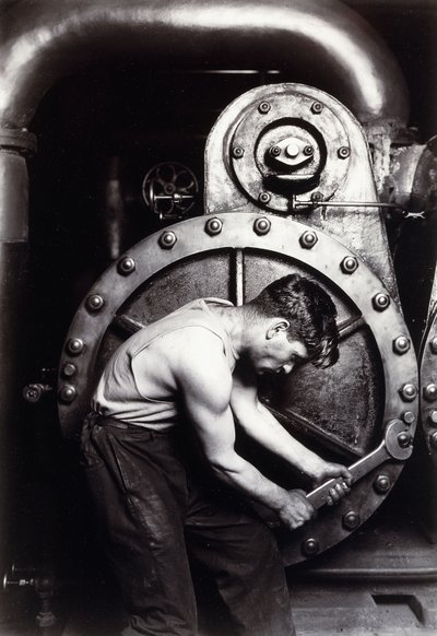 Krachtcentrale monteur, ca. 1924 door Lewis Wickes Hine