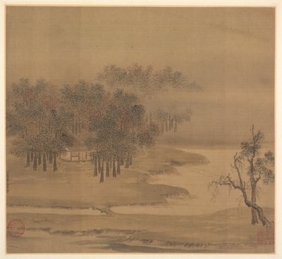 Huisjes in een Mistig Bos in de Herfst, 1117 door Li Anzhong
