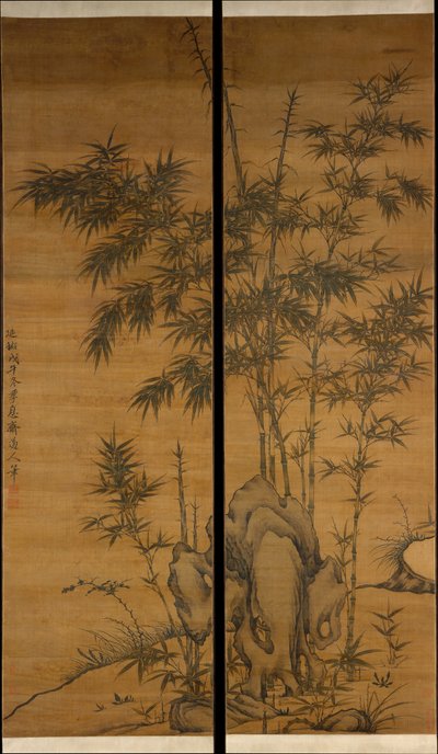 Bamboe en Rotsen, gedateerd 1318 door Li Kan