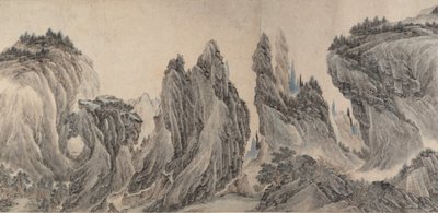 Landschap naar Dong Yuan, Juran, Ma Yuan, en Xia Gui, gedateerd yiwei, 1655 door Li Zai