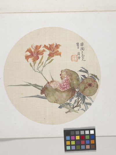 Granaatappel en daglelie, circa 1850-1904 door Lian Ju