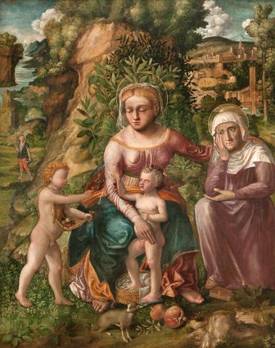 Madonna en kind met Sint Anna door Liberale da Verona
