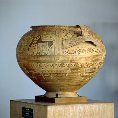 Argivische krater met geometrische decoraties, diameter 50 cm, Griekse beschaving, 8e eeuw v.Chr. door Unbekannt Unbekannt