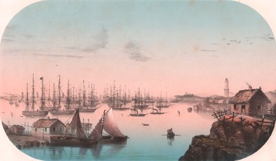 Baltische vloot in Baro Sund, Finland, kleurenlithografie, uit Episodes de la guerre d