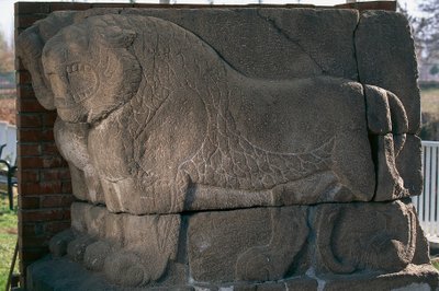 Bas-reliëf met leeuwen uit Kultepe (Kanesh), Cappadocië, Turkije, Hettitische beschaving, 3e millennium v.Chr. door Unbekannt Unbekannt