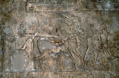 Bas-reliëf met wagen, Necropolis van Tell el-Amarna, Egypte, Egyptische beschaving, Nieuwe Koninkrijk, Dynastie XVIII door Unbekannt Unbekannt