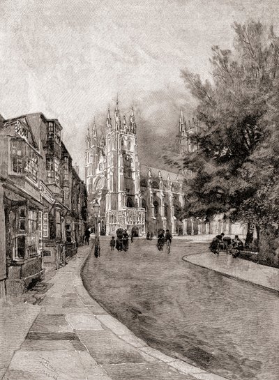 Canterbury Cathedral, vanaf Christchurch Gateway, uit The Century Magazine, gepubliceerd 1887 door Unbekannt Unbekannt