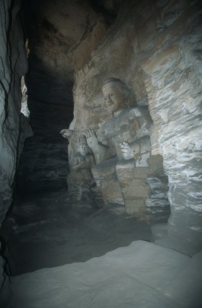 China, Shanxi provincie, zandstenen beeld van Boeddha in Yungang Grotten door Unbekannt Unbekannt