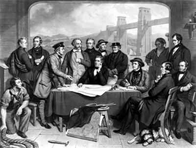 Conferentie van ingenieurs bij de Britannia Bridge door Unbekannt Unbekannt