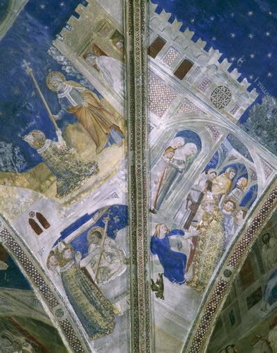 Detail van gewelf in St Martial kapel, Pauselijk Paleis in Avignon, met fresco