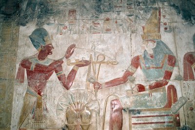 Egypte, Abydos, Tempel van farao Seti I, Osiris-kapel (detail) door Unbekannt Unbekannt