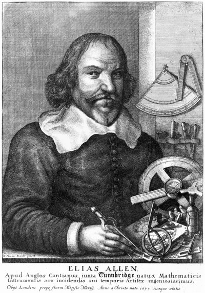 Elias Allen, wiskundige en instrumentmaker, ca. 1630 door Unbekannt Unbekannt