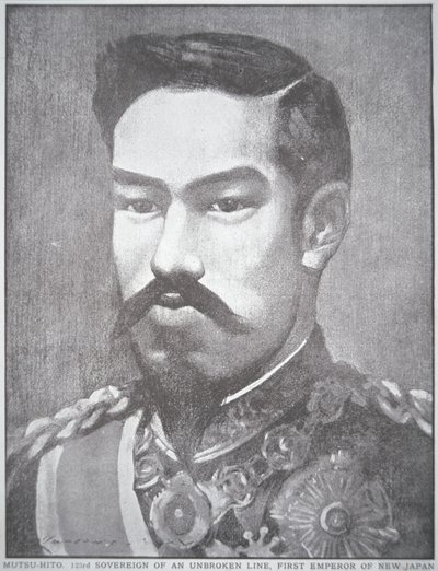 Keizer Mutsuhito van Japan (litho) door Unbekannt Unbekannt
