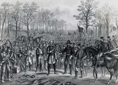 Generaal Robert Lee geeft zich over aan generaal Ulysses Grant in Appomattox, 9 april door Unbekannt Unbekannt