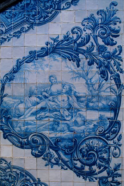 Glazuurtegels van het Paleis van de Graven van Estoi. Estoi, Portugal door Unbekannt Unbekannt