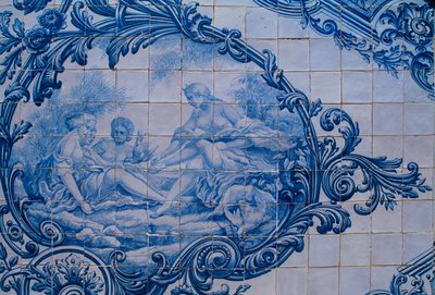 Glazuurtegels uit het Paleis van de Graven van Estoi. Estoi, Portugal door Unbekannt Unbekannt