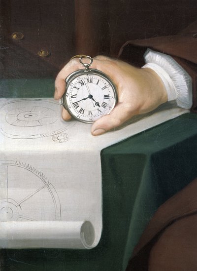 John Harrison met zijn marinechronometer, ca 1767 door Unbekannt Unbekannt