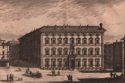Palazzo Madama, Rome, Lazio, Italië, kopergravure door Unbekannt Unbekannt