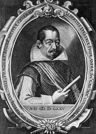 Portret van Albrecht Wenzel Eusebius von Waldstein (1583-1634), Boheemse militaire leider en politicus, hij bood zijn diensten aan tijdens de Dertigjarige Oorlog aan keizer Ferdinand II, gravure door Peter Isselburg (circa 1580-circa 1631) door Unbekannt Unbekannt