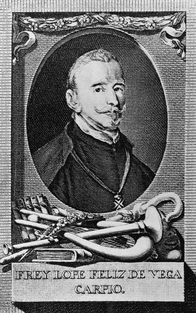 Portret van Felix Lope de Vega y Carpio (1562-1635), Spaanse romanschrijver, dichter en toneelschrijver, gravure door Unbekannt Unbekannt